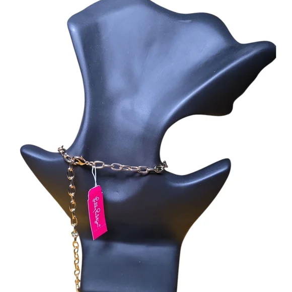 Lilly Pulitzer Blue and Gold Seaside Tassel Statement Necklace - Picture 2 of 4